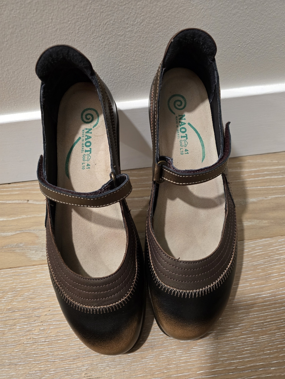 NAOT Kirei Mary Jane Leather Comfort Shoes Brown Size 41 NWOT